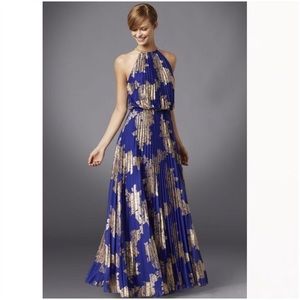 MSK gold pleated gown